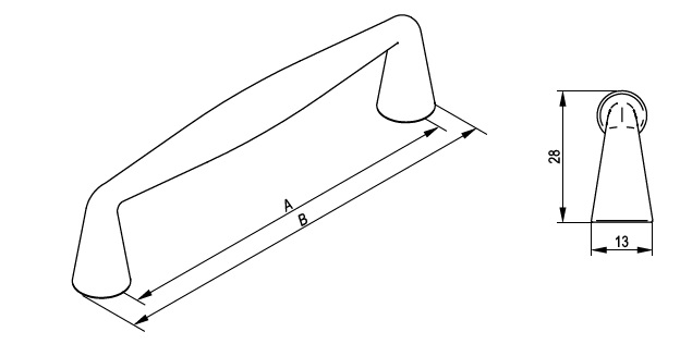 картинка Ручка LINEA 128 металл хром от магазина Kessebohmer.shop