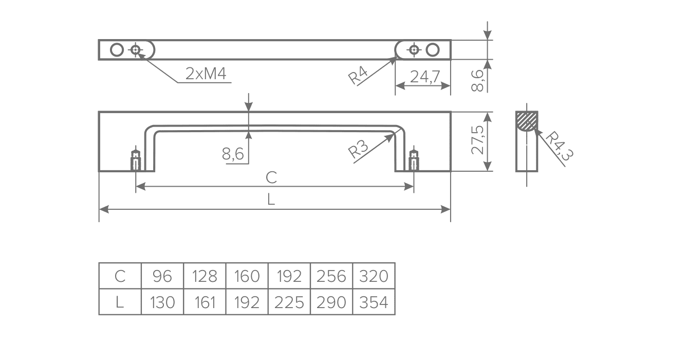 картинка Ручка EASY 128 металл графит от магазина Kessebohmer.shop