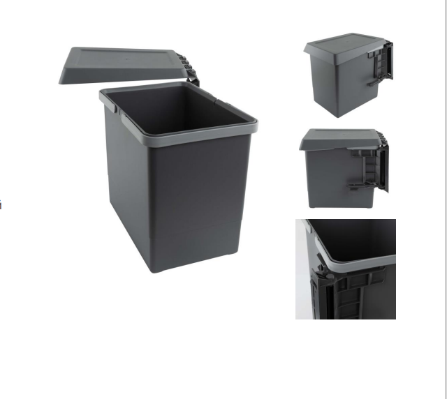 картинка SWING 2.0 Ведро для мусора подвесное 15л с крышкой, с крепежом, цвет серый RAL7042 от магазина Kessebohmer.shop