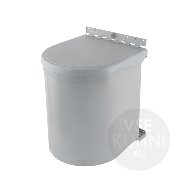 картинка RING Ведро для мусора подвесное 10л с крышкой, с крепежом, цвет серый RAL7042 от магазина Kessebohmer.shop